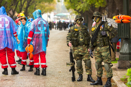 ATHENS, GREECE - MAR 25, 2015: During Independence Day or Day of National Revival Greece is an...