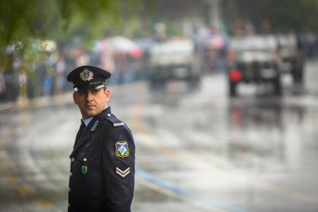 ATHENS, GREECE - MAR 25, 2015: During Independence Day or Day of National Revival Greece is an annual national holiday, on this day, Greeks pay tribute to the heroes of the Revolution 1821-1829.のeditorial素材