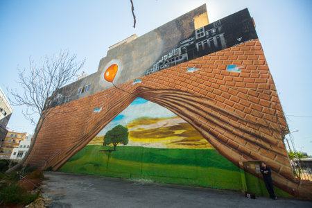 ATHENS, GREECE - APR 3, 2015: Contemporary graffiti art on city walls. Hardships of Greek economic crisis since 2010 have led to a new wave of graffiti - making Athens a new Mecca for street artists.のeditorial素材