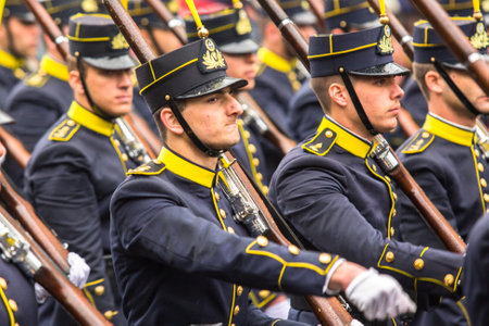 ATHENS, GREECE - MAR 25, 2015: Unidentified participants Independence Day of Greece is an annual national holiday, on this day, Greeks pay tribute to the heroes of the Revolution 1821-1829.のeditorial素材