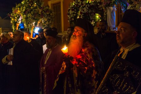 ATHENS, GREECE - APR 10, 2015: Unidentified people during the celebration of Orthodox Easter -...