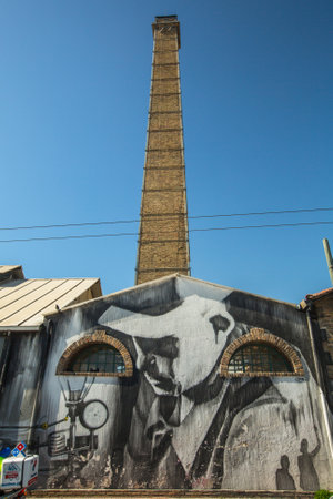 ATHENS, GREECE - APR 3, 2015: Contemporary graffiti art on city walls. Hardships of Greek economic crisis since 2010 have led to a new wave of graffiti - making Athens a new Mecca for street artists.のeditorial素材