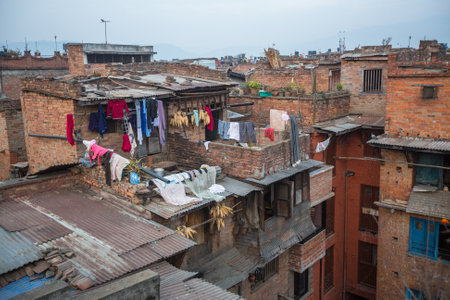 BHAKTAPUR, NEPAL - CIRCA DEC, 2013: Houses in the Central district of Bhaktapur. More 100 cultural groups have created an image of Bhaktapur as Capital of Nepal Arts.のeditorial素材