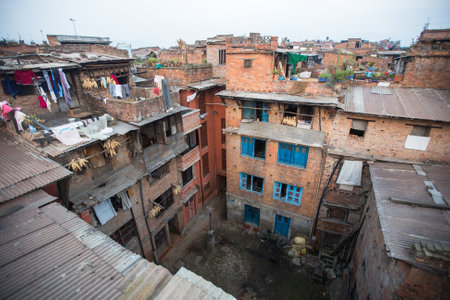BHAKTAPUR, NEPAL - CIRCA DEC, 2013: Houses in the Central district of Bhaktapur. More 100 cultural groups have created an image of Bhaktapur as Capital of Nepal Arts.のeditorial素材