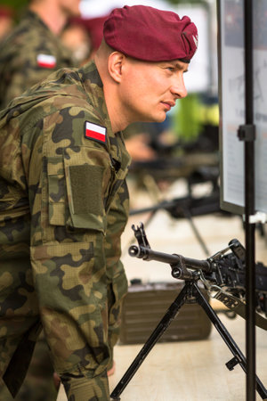 KRAKOW, POLAND - MAY 3, 2015: Polish soldiers during demonstration of the military and rescue...