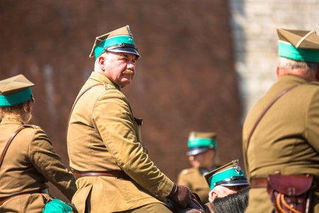 KRAKOW, POLAND - MAY 3, 2015: Polish cavalry during annual of Polish national and public holiday the...
