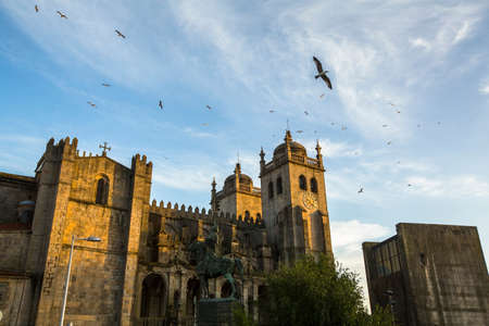 The Porto Cathedral. Romanesque and Gothic architecture. Porto, Portugal. の写真素材