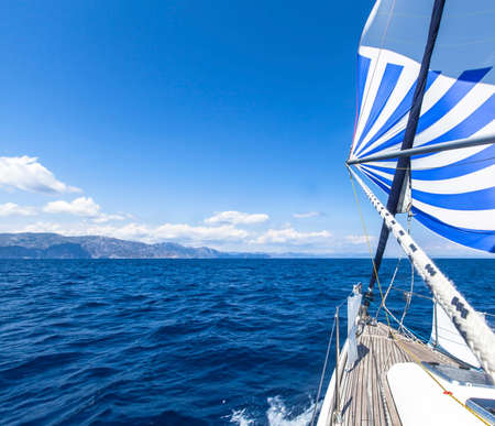 Boat in sailing regatta. Luxury yachts.の写真素材