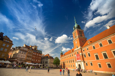 WARSAW, POLAND - JUN 2, 2015: One of the street Warsaw Old town (Stare Miasto) is the oldest historic district of Warsaw (13th century). Old town is one of most famous tourist attractions of Warsaw.のeditorial素材