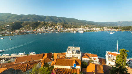 Panorama of Poros island, Greece.