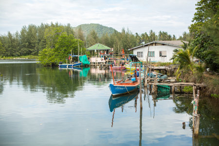 KOH CHANG - THAILAND - DEC 22, 2015: Fisherman's village of the Ko Chang island. Island is on Gulf...