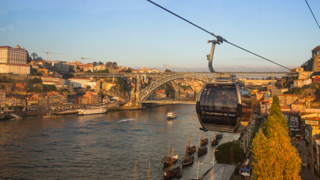 PORTO, PORTUGAL - CIRCA JUN, 2015: View of Douro river and Ribeira in historic center of Porto. UNESCO recognised Old Town of Porto as a World Heritage Site in 1996.のeditorial素材