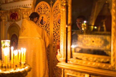 KOH CHANG - THAILAND - JAN 7, 2016: Christmas service and the vigil on Feast of the Nativity of...