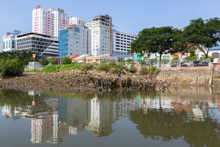 HO CHI MINH, VIETNAM - JAN 11, 2016: Views of the city from the river. Although the city takes up...