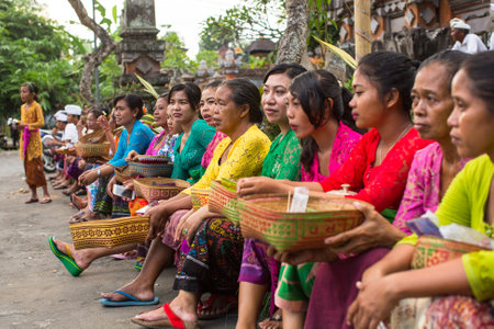 UBUD, BALI - MAR 8, 2016: Unidentified people during the celebration before Nyepi - Balinese Day of...