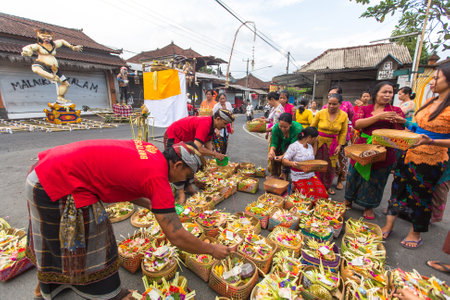 UBUD, BALI - MAR 8, 2016: Unidentified people during the celebration before Nyepi - Balinese Day of Silence. Day Nyepi is also celebrated as New Year - according Balinese calendar now came 1938 year.のeditorial素材