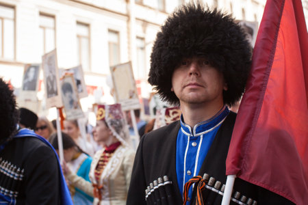 St.PETERSBURG, RUSSIA - MAY 9, 2016: Participants of Immortal Regiment - international public...