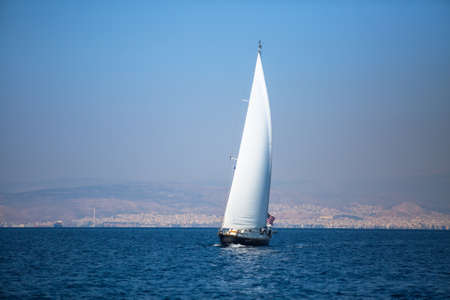 Luxury yacht at Sea. Sailing regatta. Cruise yachting.の写真素材