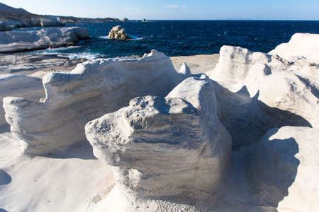 Moon landscape - mineral formations on the coast of Milos island in the Aegean sea, Greece.の写真素材