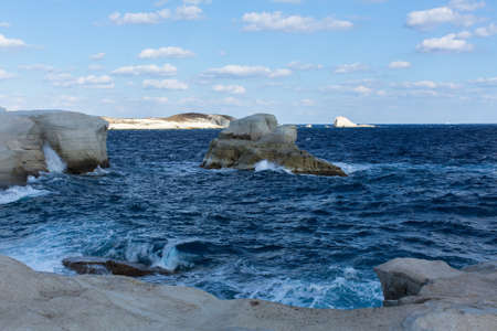 Mineral formations on coastlines Milos island, Greece.の写真素材