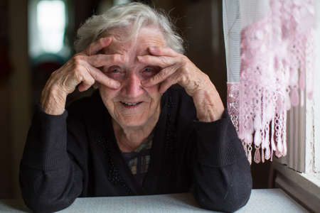 Portrait of funny elderly woman.の写真素材