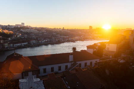 Houses in bank Douro river, Porto, Portugal.の写真素材