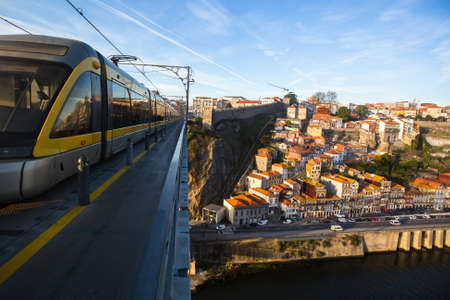 Dom Luis iron Bridge in Porto Old Town, Portugal.の写真素材