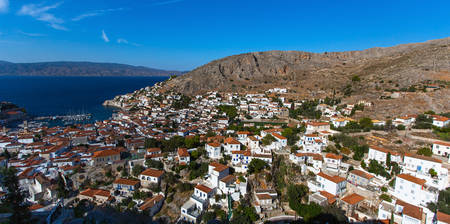 Panoramic view of Hydra island, Greece.の写真素材