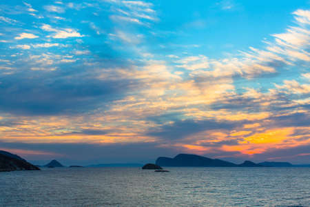 Stunning sunset in the Aegean sea.の写真素材