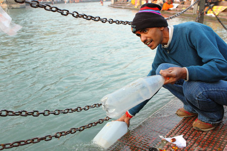 HARIDVAR, INDIA - JAN 14, 2009: During celebrations Makar Sankranti. Festival is celebrated in various parts of India to observe the day which marks the shift of the sun into ever-lengthening days.のeditorial素材
