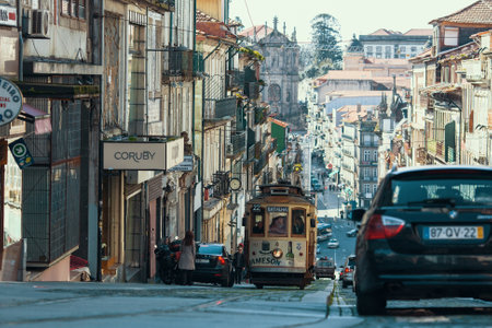 PORTO, PORTUGAL - MAR 4, 2017: On one of the streets in old downtown. City of Porto was elected from...