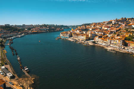 Douro river in old downtown Porto, Portugal.の写真素材