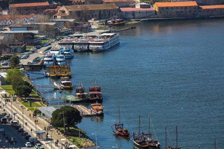 PORTO, PORTUGAL - MAR 10, 2017: View of Douro river from Dom Luis I bridge. City of Porto was elected from 20 selected Best European Destination 2017 and won this prestigious title.のeditorial素材