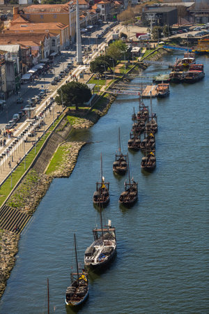 PORTO, PORTUGAL - MAR 10, 2017: View of Douro river from Dom Luis I bridge. City of Porto was elected from 20 selected Best European Destination 2017 and won this prestigious title.のeditorial素材