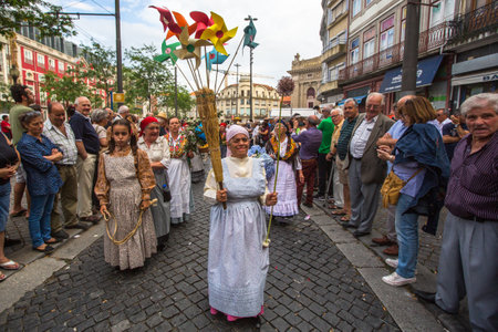 PORTO, PORTUGAL - JUN 25, 2017: Festival of St John (Festa de Sao Joao). Happens every year and has the status of the city's most important festival, yet it is relatively unknown outside the country.のeditorial素材