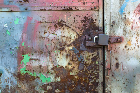 Texture metal walls and doors with rust and paint.の写真素材