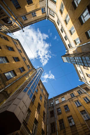 Yards (courtyard or court) structure shapes in St. Petersburg, Russia. の写真素材