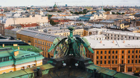View over the rooftops from St. Isaac's Cathedral in St.Petersburg, Russia.の写真素材