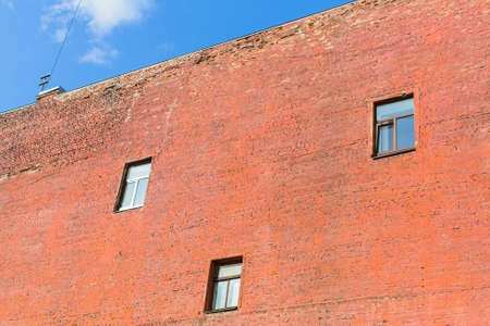 Brick wall firewall residential building in St. Petersburg, Russia.の写真素材