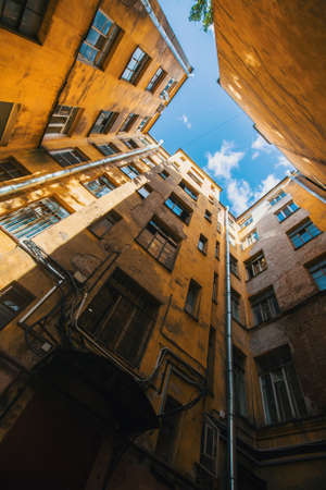 Courtyard's structure shapes in St. Petersburg, Russia.の写真素材