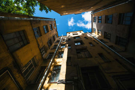 Yards (courtyard) structure shapes in Saint Petersburg, Russia.の写真素材