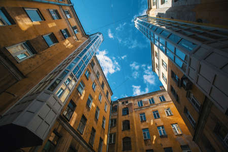 Yards (courtyard or court) structure shapes in Saint Petersburg, Russia.の写真素材