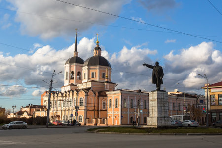 View in the centre of Tomsk, Western Siberia, Russia.のeditorial素材