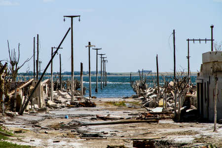 Abandoned ghost city. Ruins of the deceased town in Argentina.の写真素材