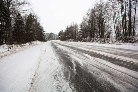 Winter snow road. Russia.の写真素材