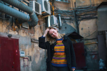 Pretty girl in the St. Petersburg courtyards photo session.の写真素材