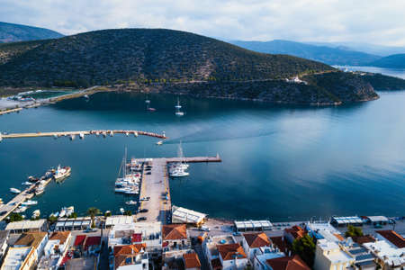 Aerial view of Ermioni sea marina in Aegean sea, Greece.の写真素材
