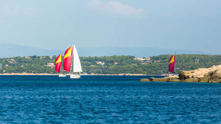 Greece sailing yacht boat regatta in the Aegean Sea.
