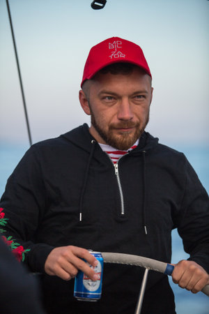 METHANA, GREECE - OCT 7, 2018: Sailors participate in sailing regatta 20th Ellada Autumn 2018 among Greek island group in the Aegean Sea, in Cyclades and Saronic Gulf.のeditorial素材