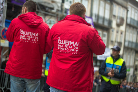 PORTO, PORTUGAL - MAY 7, 2019: During Cortejo Queima das Fitas - annual festivity of Portuguese...